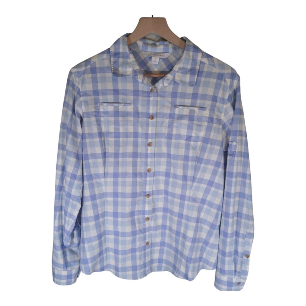 Guide Series Womens Longsleeve Button up Shirt Blue & White‎ Plaid Size Medium